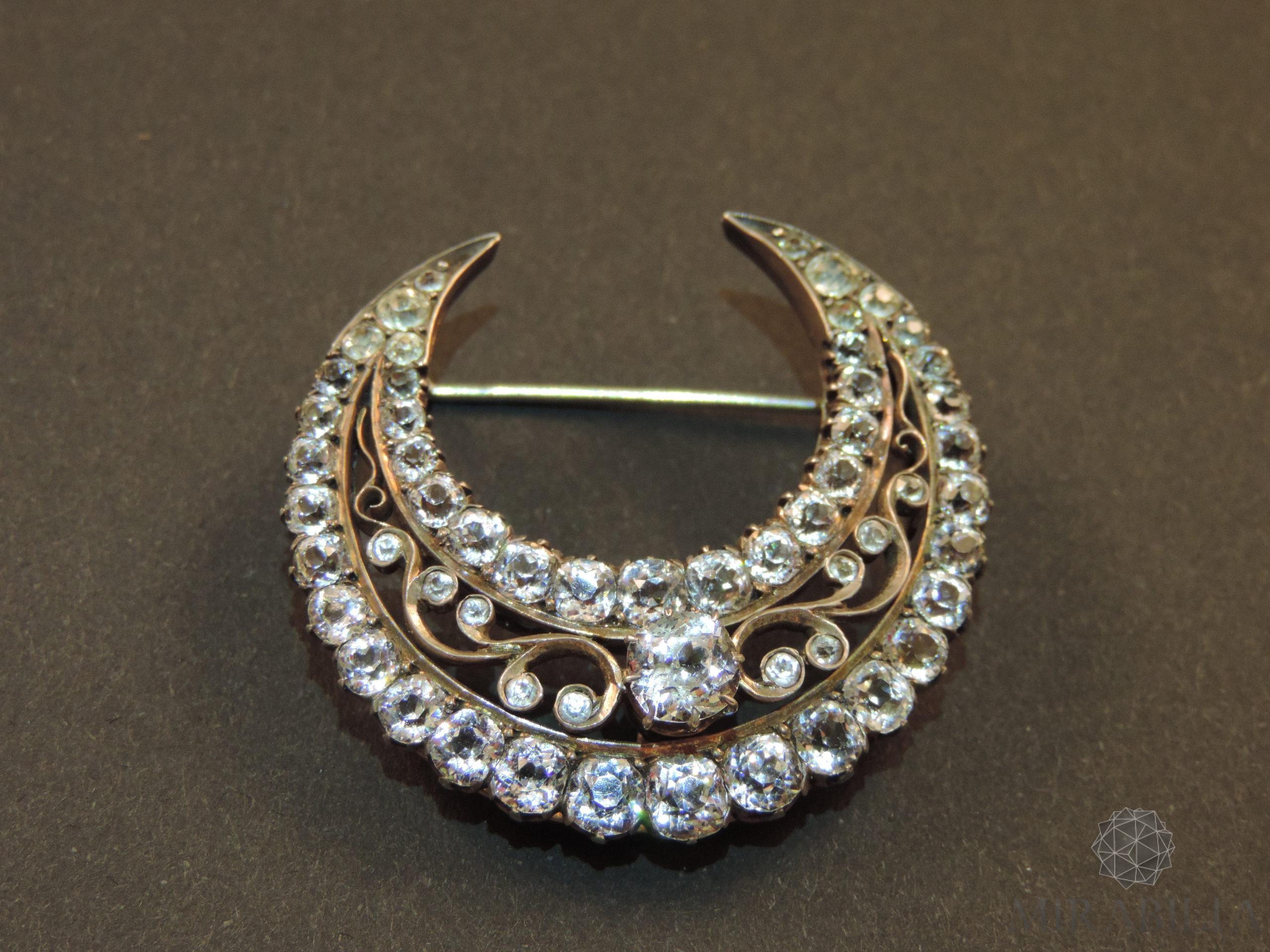 Spilla Napoleone III in oro, argento e strass e oro rosso Spilla Napoleone III in oro, argento e strass e oro rosso